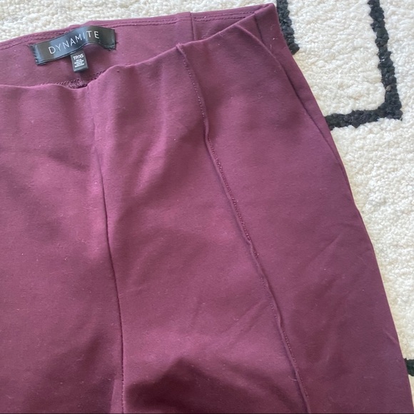 DYNAMITE Maroon High Rise Leggings Front Seam - Picture 3 of 6